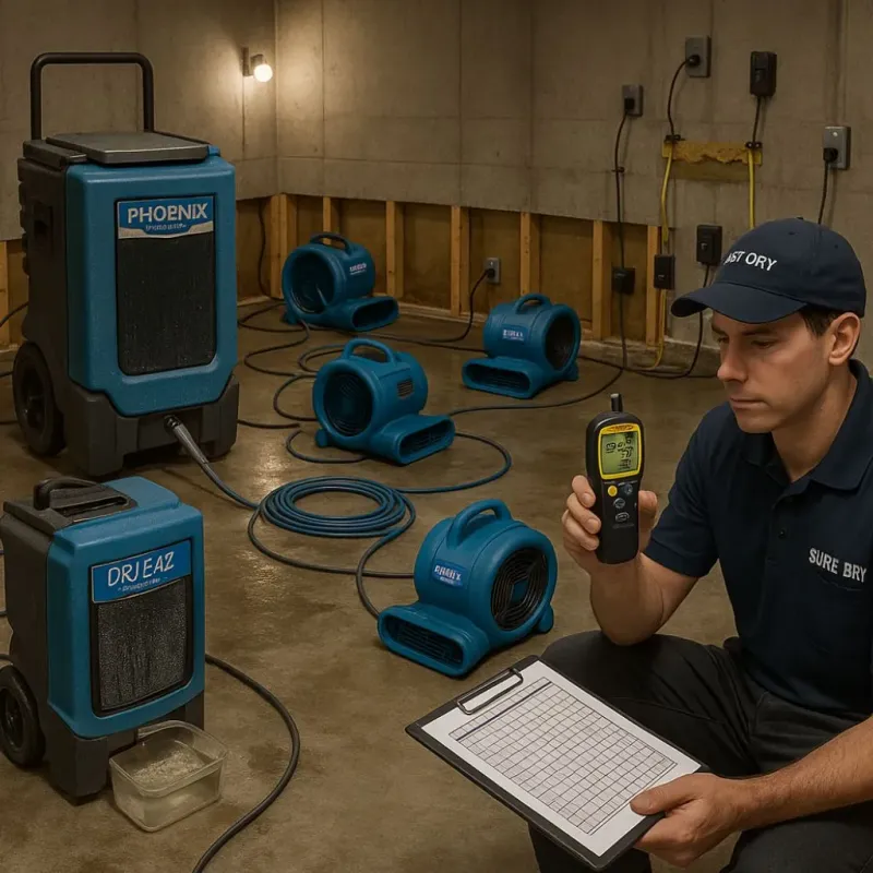 Structural Drying and Dehumidification process in Rice, MN